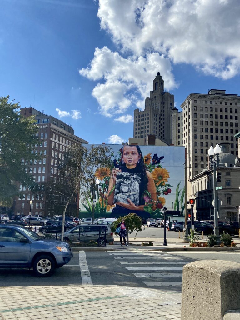 mural of a woman on a Providence street